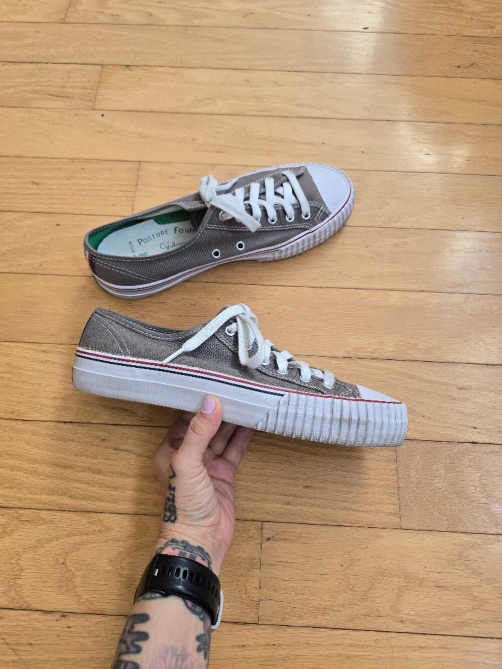 PF Flyers | Center Lo Grey Charcoal Canvas Retro Sneakers | Mens 9.5